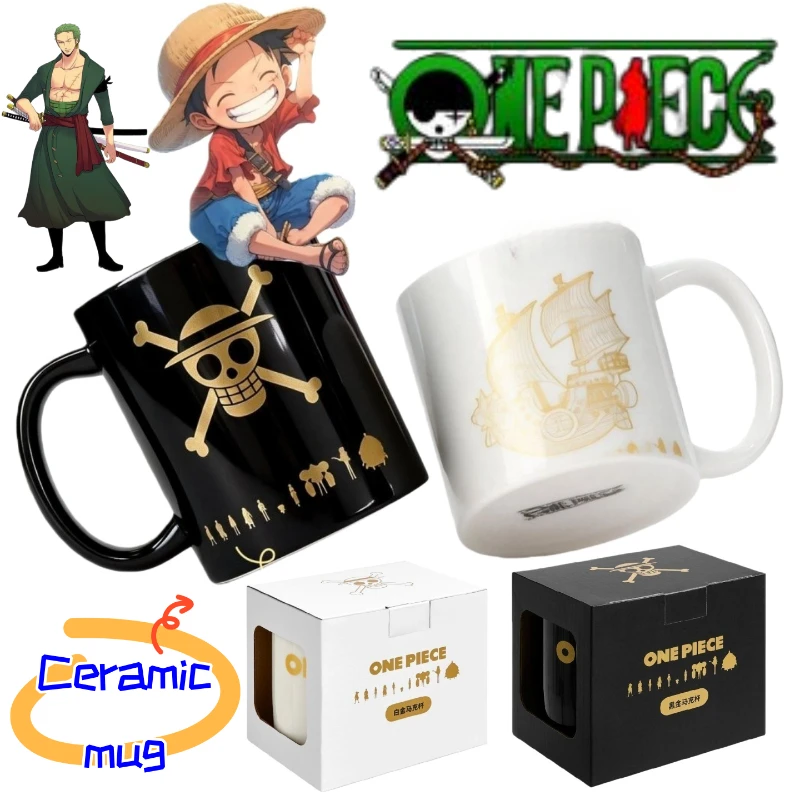 New One Piece Monkey D. Luffy & Sanji High-Value Two-dimensional Ceramic Mug, Perfect for Home or Office Beautiful Coffee Cup
