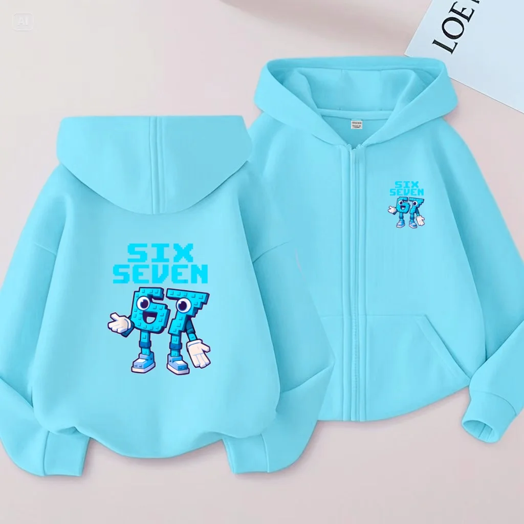 67 Vendita calda Rosa kawaii Sei Sette Bambini Vestiti affascinanti Stile cerniera Felpa con cappuccio Ragazze Ragazzo 3-12 anni Cappotto in felpa moda per il tempo libero