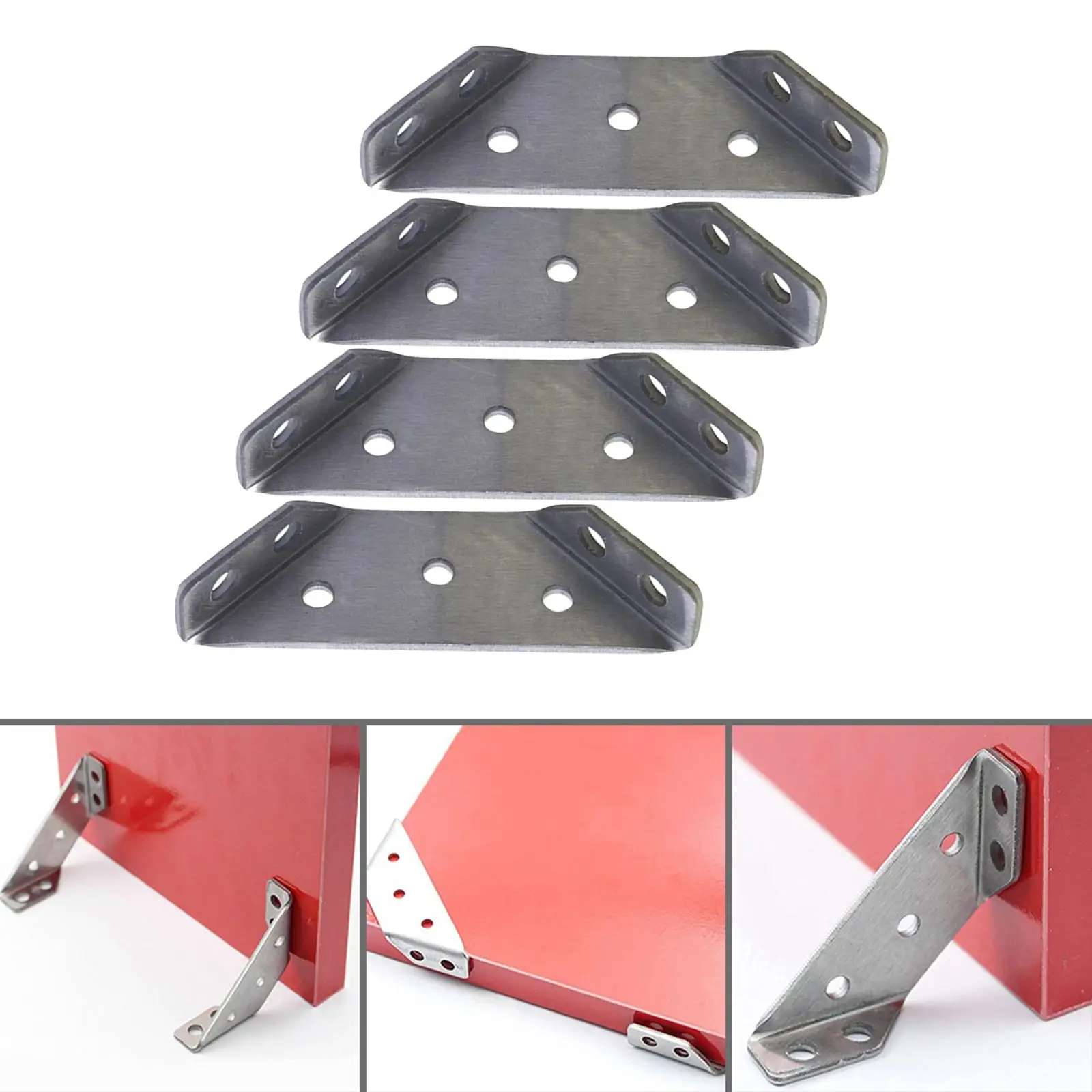 

4Pcs Steel Corner Joint Trapeziform Angle Brackets Corner Support Bracket Fastener ()