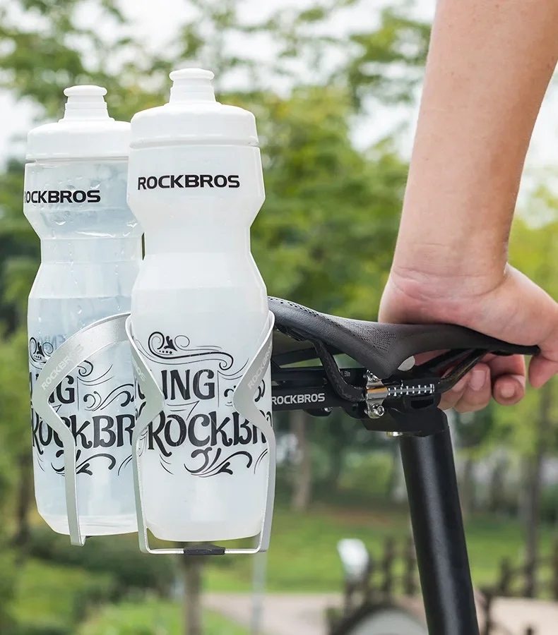 ROCKBROS Double Cup Bicycle Water Bottle Cage Saddle Extension Holder Cycling Kettle Brackets MTB Road Bike Accessories Parts
