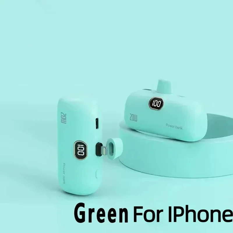 NONE Tragbare 2000/5000 mAh Power Bank Mini Kapsel Mobile Stromversorgung Notfall Externe Batterie Schnellladegerät für iPhone oder Typ-C 5