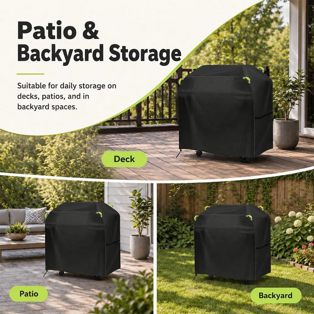 Wasserdichte 210D Oxford BBQ-Grillabdeckung, strapazierfähig, UV-, wind- und staubdicht, Outdoor-Grillabdeckung, passend für Weber Char-Broil – Detail 6