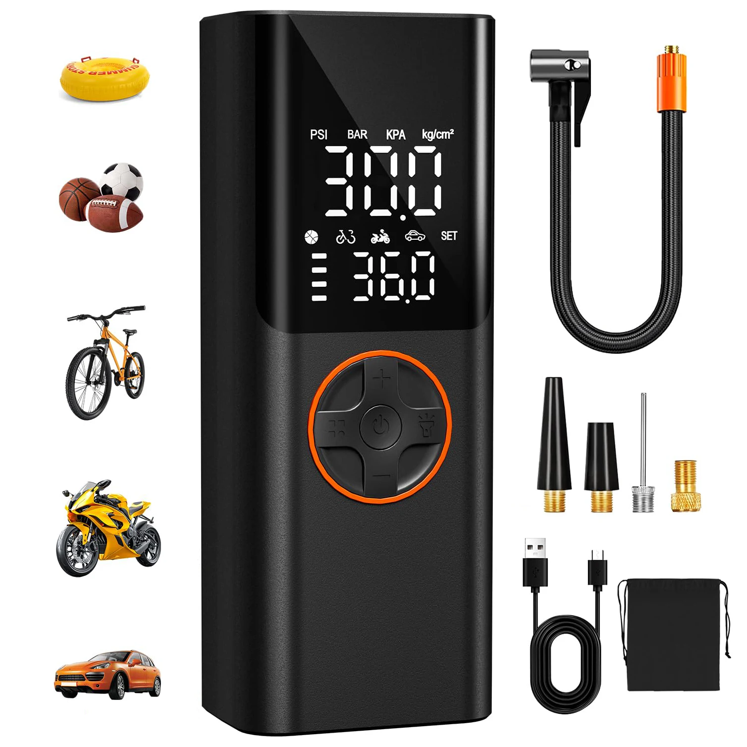 Tire Inflator Portable Air Compressor, 150PSI Portable Air Pump for Car Tires with 20000mAh Battery, 2X Faster Inflation Electric Air Pump with Digital Pressure Gauge for Car, Bike, Motorcycle, Ball.