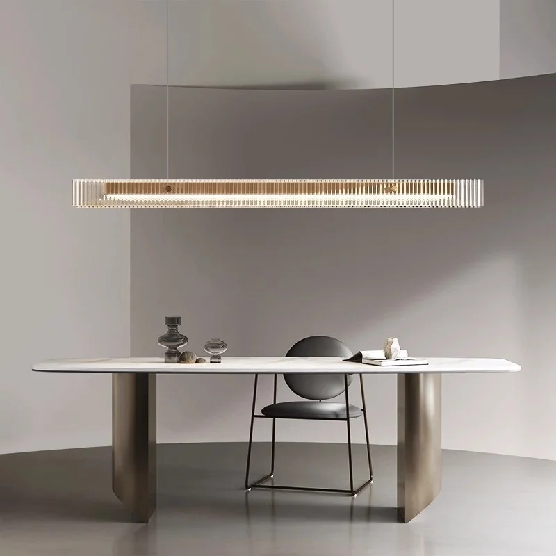 Minimalist Black Linear Pendant Lights for Dining Room Gold Modern Long Glass Chandelier above Dining Table Kitchen Island