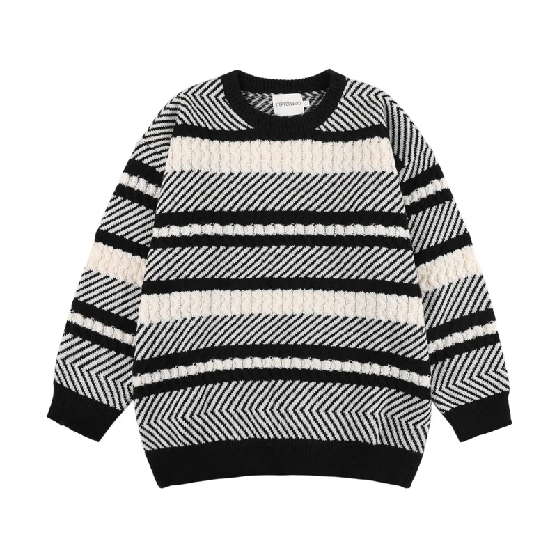 Suéter sex de Malha trada com Corte Solto, Decote Redondo, Estilo Casual de Rua, Versátil para Jovens