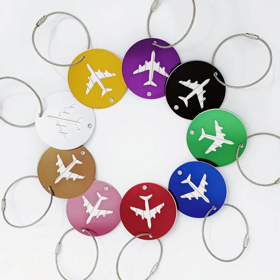 1 Piece Airplane Aluminum Alloy Round Luggage Tags Travel Accessories for Women or Men