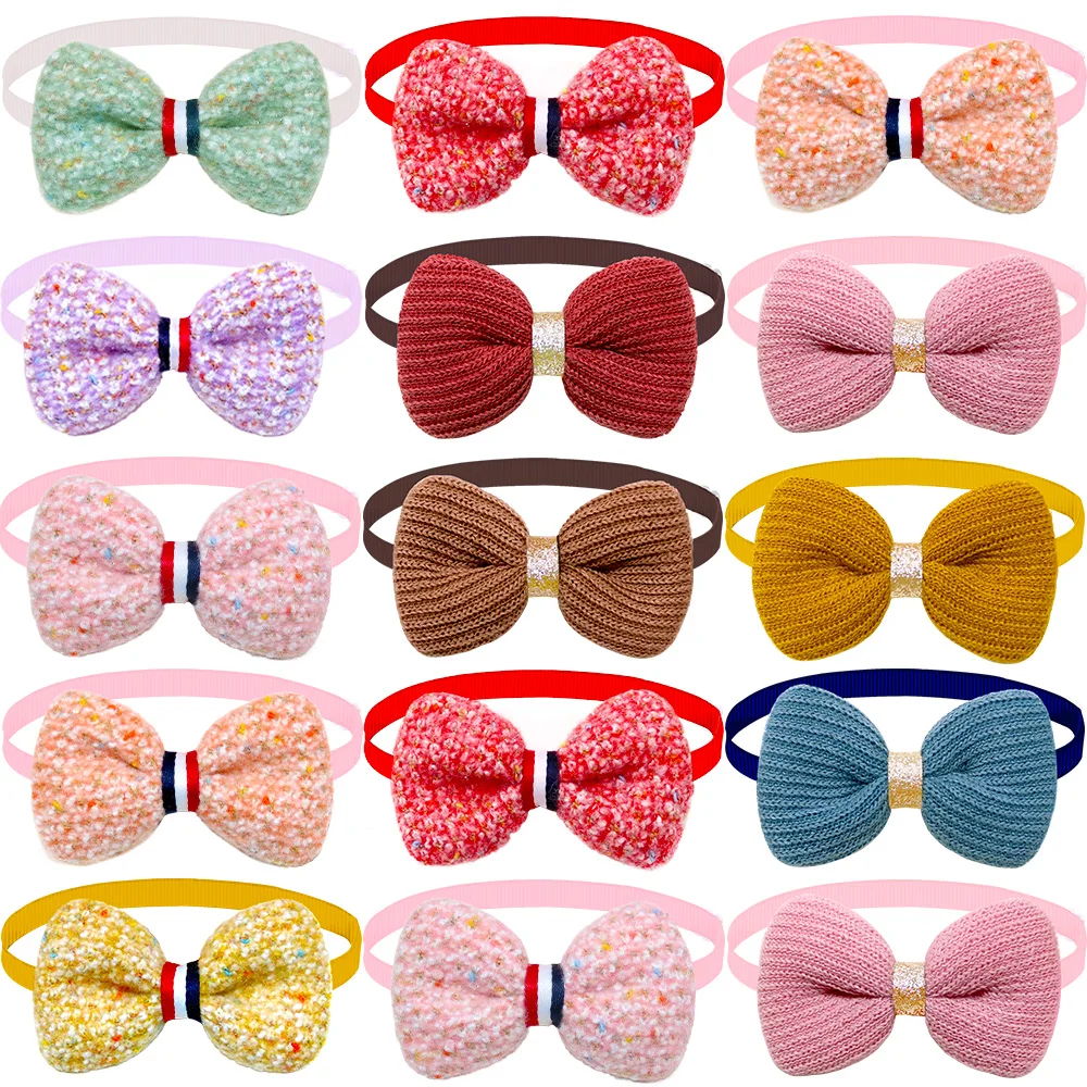 50/100pcs Dog Supplies Winter Dog Bow Tie Cotton Dog Accessories Small Dog Cat Bowties Neckties Pet Dog Grooming Supplies