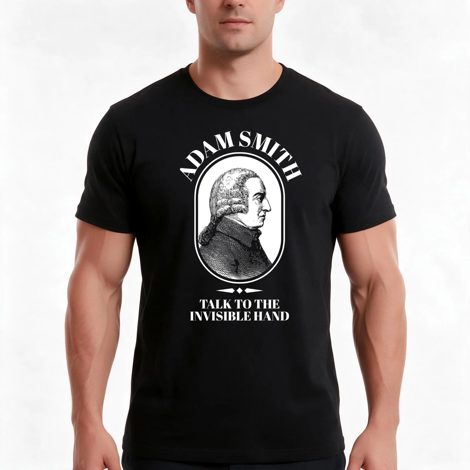 Adam Smith Funny Economics Professor Invisible Hand T-Shirt, Summer Casual Cotton Tee, Oversized Streetwear Tops, 100% Cotton