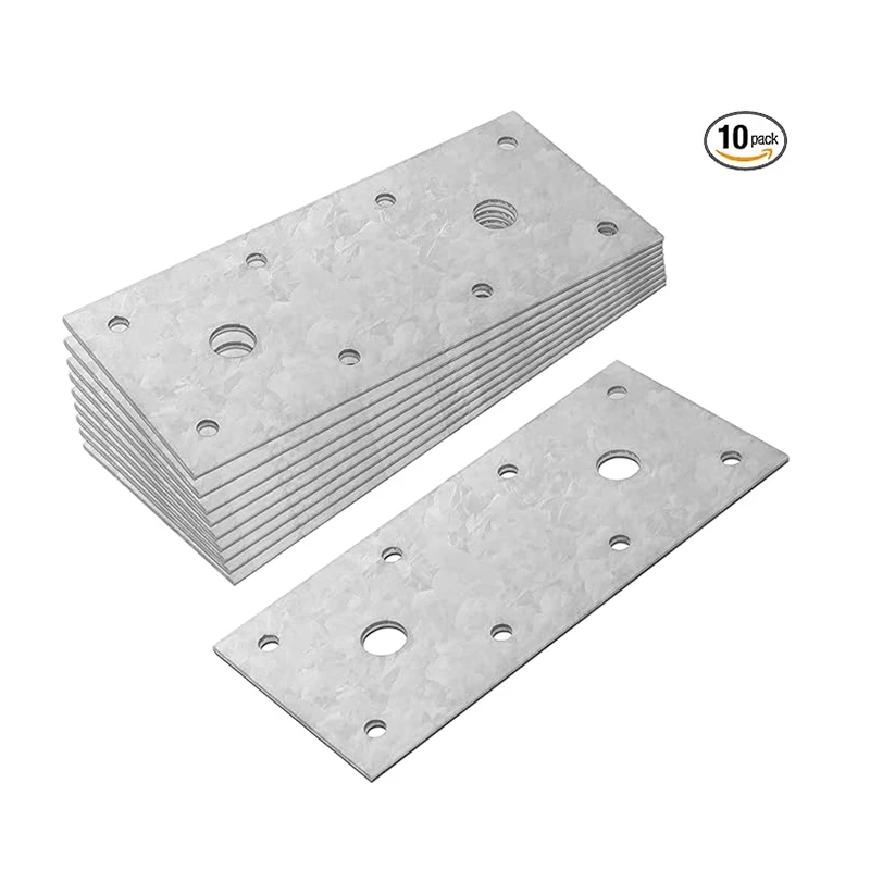 Placa de amarre plana para reparación de madera, soporte de fijación de Metal, conector para madera, 10 piezas