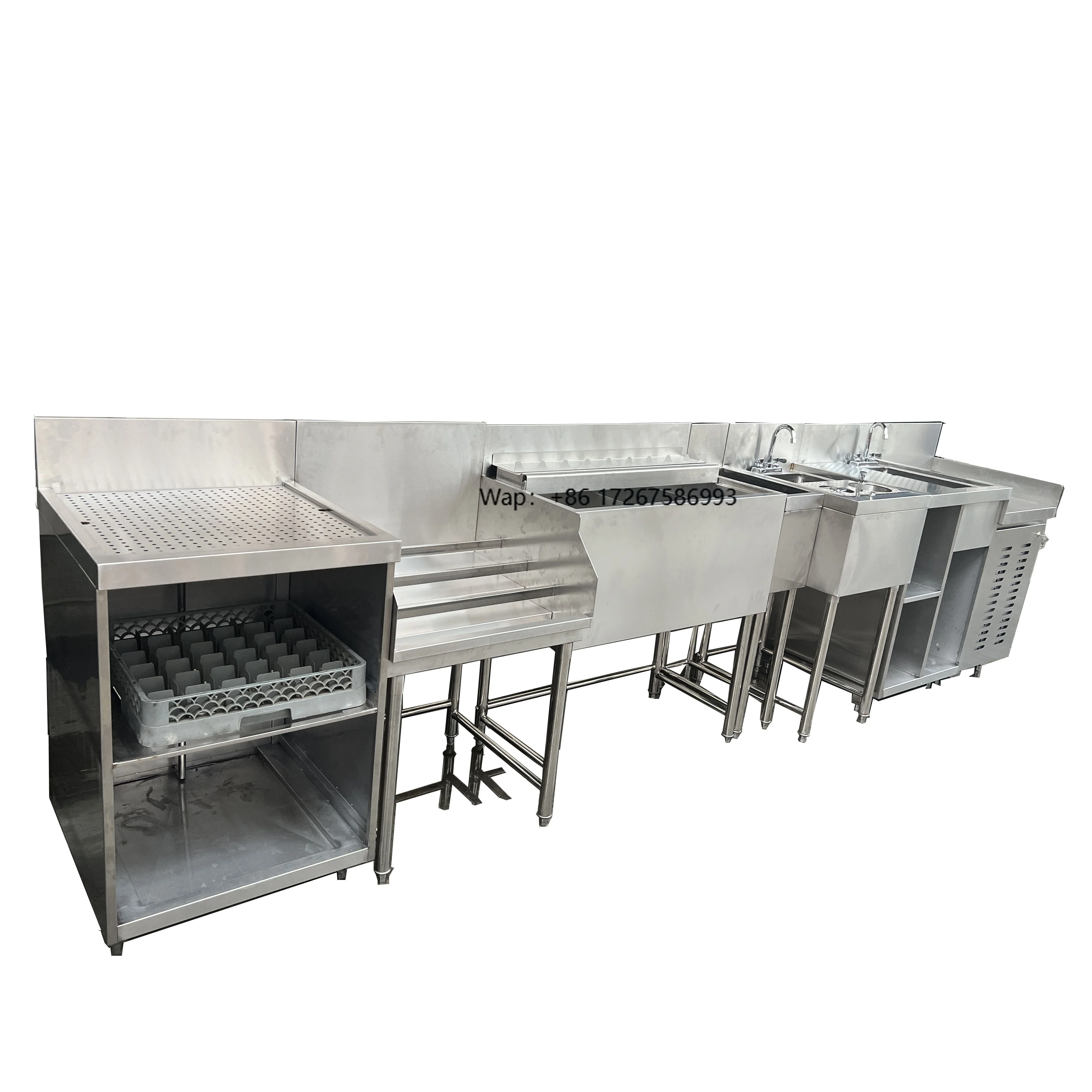 Professional Cocktail Bar Station Stainless Steel American Design All-in-One