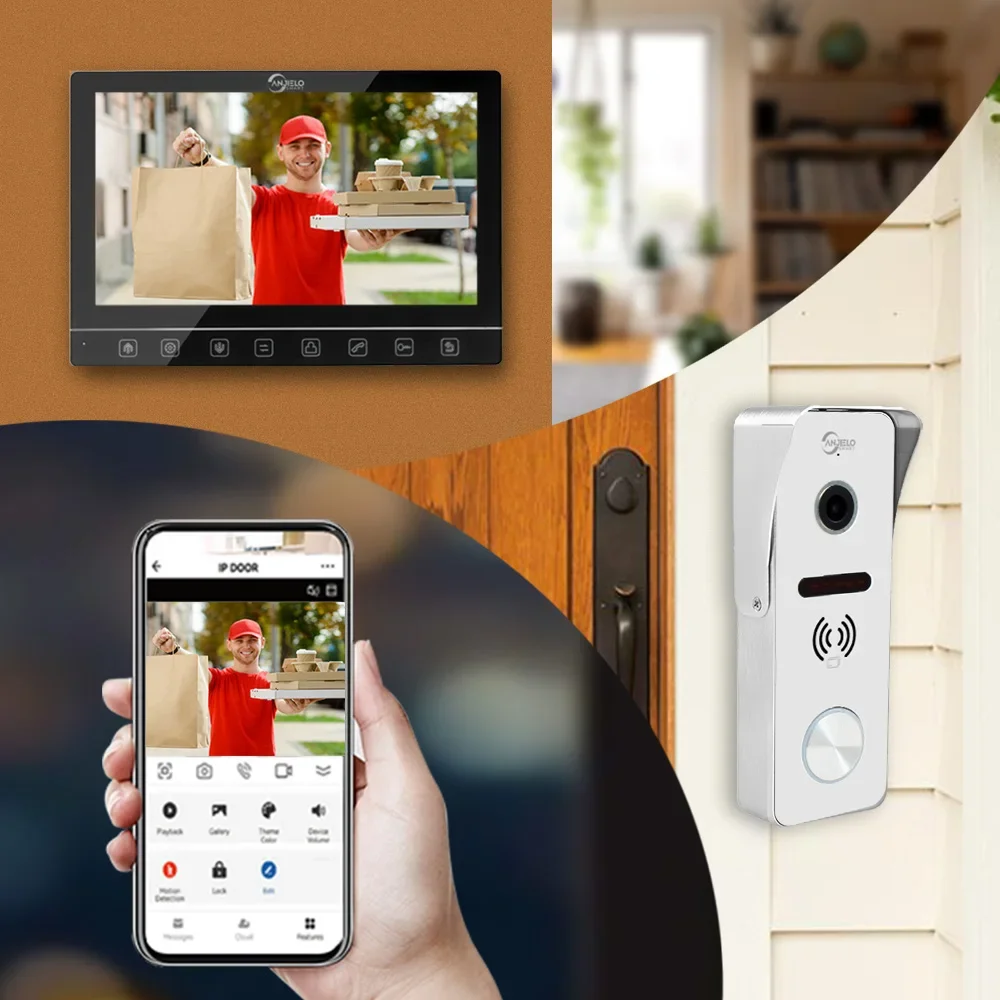 Tuya Videocitofono intelligente da 7 pollici Videocitofono 1080p Campanello 160 °   Sblocco scheda IC per telecamera WiFi Porteiro Electronic Doorman