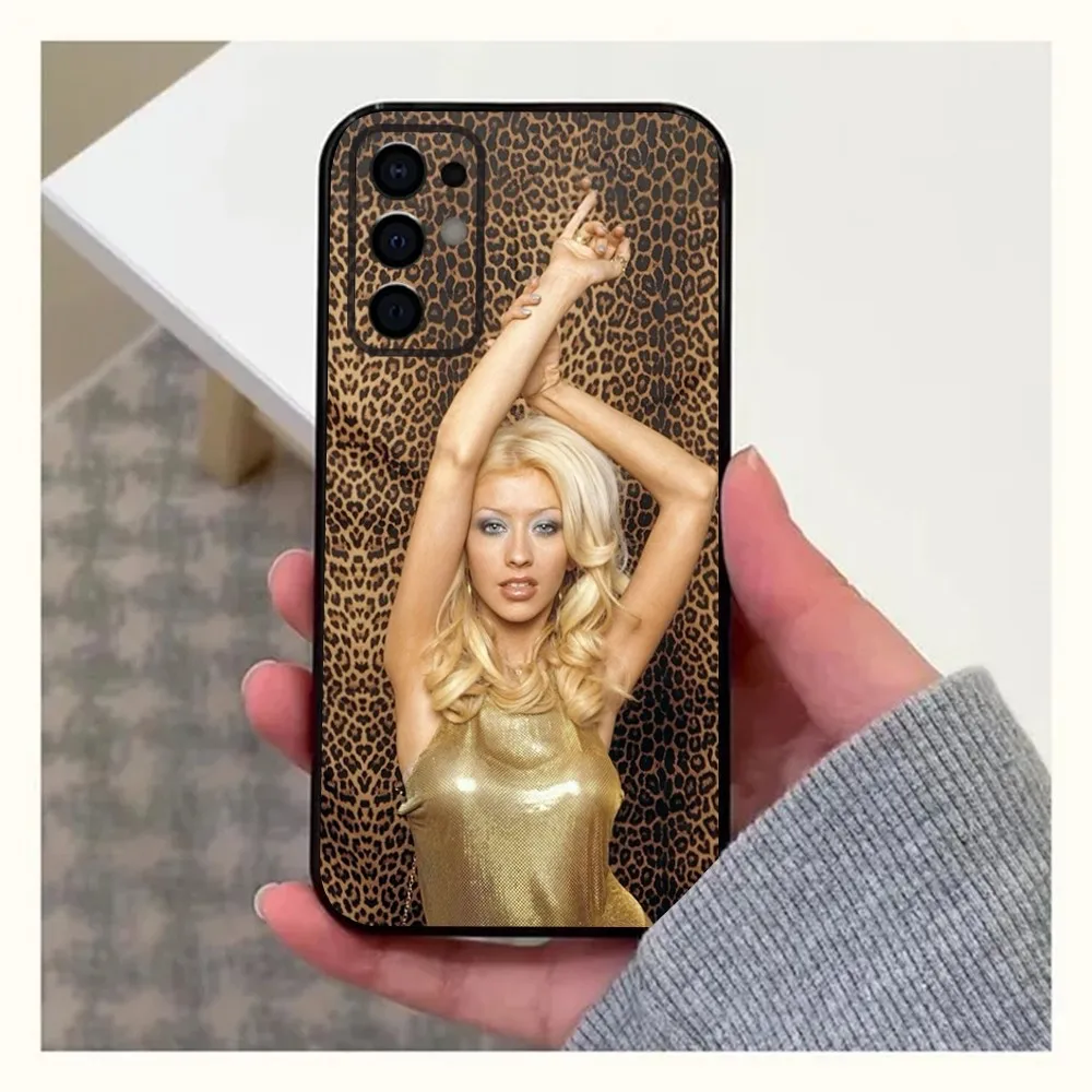 Capa de telefone Singer C-Christina-Aguilera para Samsung S24, S21, S22, S23, S30, Ultra, S20, Plus, Fe, Lite, Note, 10,9,5G Capa macia preta