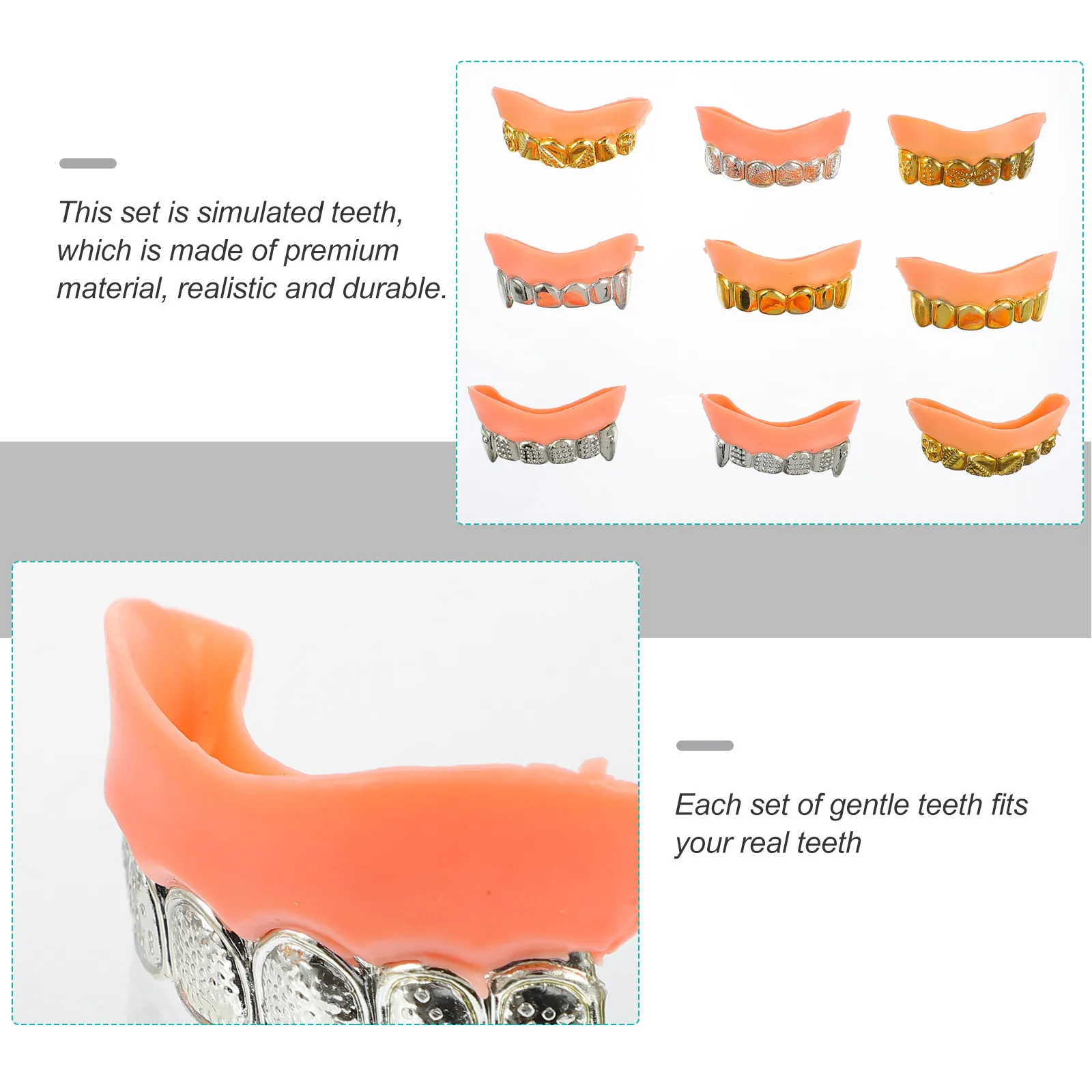 

12Pcs Realistic Imposing Fake Teeth Props for Halloween Costume Cosplay Party Prank Stress Relief Funny Buckteeth Zombie