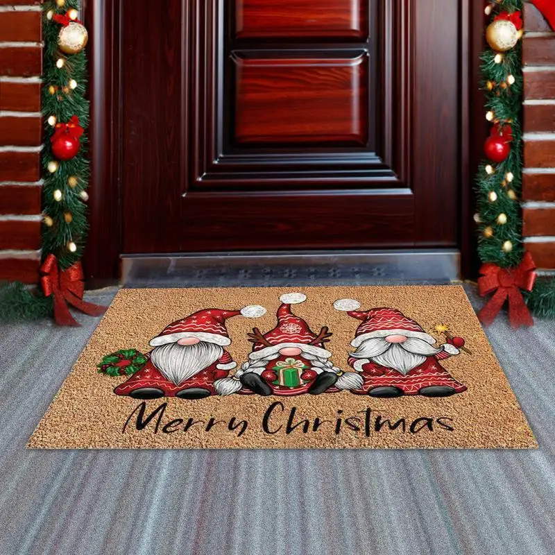 

Merry Christmas Gnome Doormat Xmas Holiday Welcome Floor Mat Rugs for Front Door Funny Non Slip Rubber Back Winter Home Kitchen