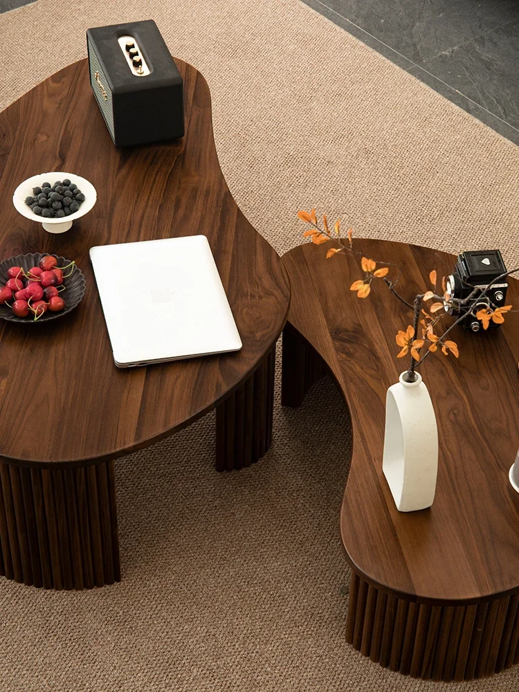 Pebble North American black walnut retro living room cloud coffee table combination