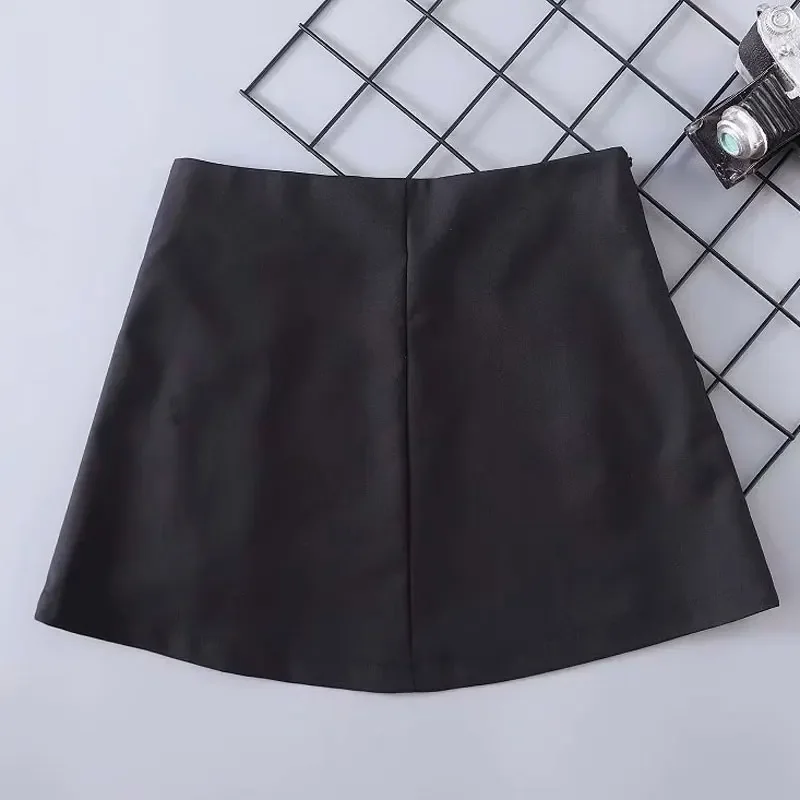 Streetwear Mini Skirt Women Side split brooch High Waist Side Zipper Short Skirt Sexy Female A-Line Slim Hip Camo Skirts