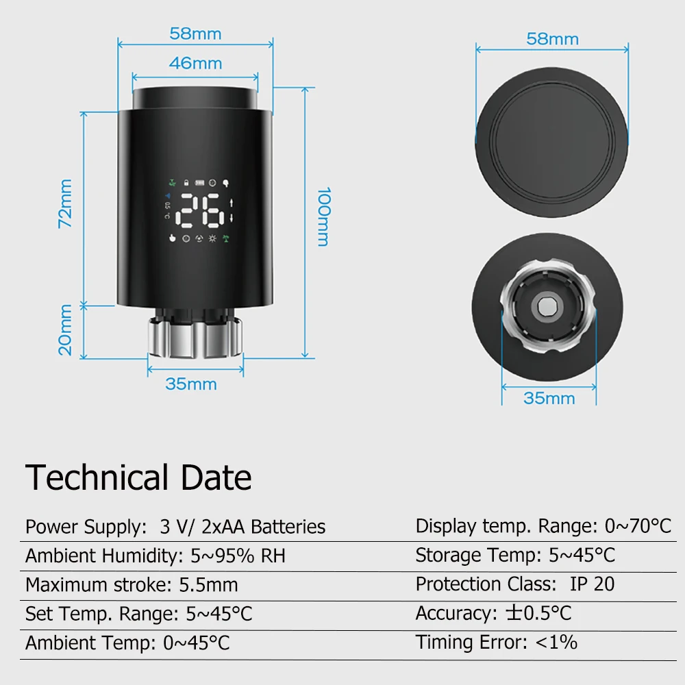 Imagem -02 - Tuya Zigbee Programável Válvula Termostática do Radiador Atuador Inteligente Trv Termostática App Remoto Controlador de Temperatura Suporte Alexa