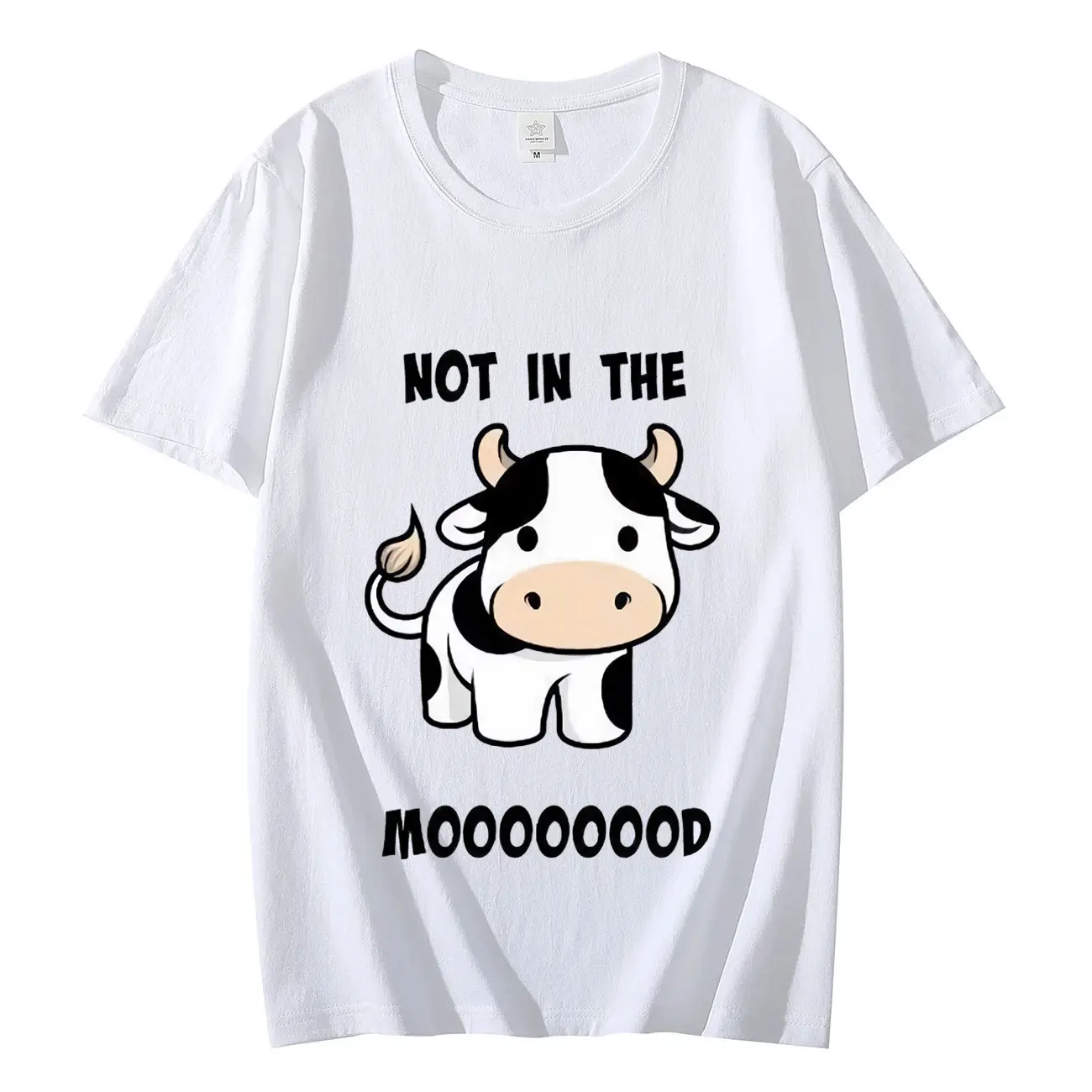 

NOT IN THE MOOOOOOOD Funny Cow Meme Graphic T Shirts Unisex Casual Oversized Cotton T-shirt High Quality Fashion Trend T-shirts