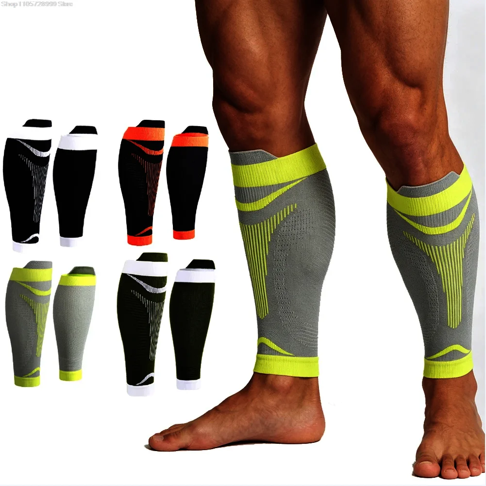 Calf Compression Sleeves Footless Running Socks, Elastic Knit for Men Women Outdoor Soccer Marathon, Soreness & Fatigue Relief