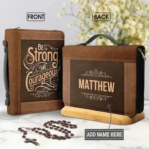 Joshua Leder -Bibelabdeckung mit Griff, Bibelbeutel, sein Name Druck, Sei stark und mutig, Joshua 1, 9 Vers der Druckbibel, hohe Qualität 12 Hauptverkauf Leder Bibelabdeckung - №11