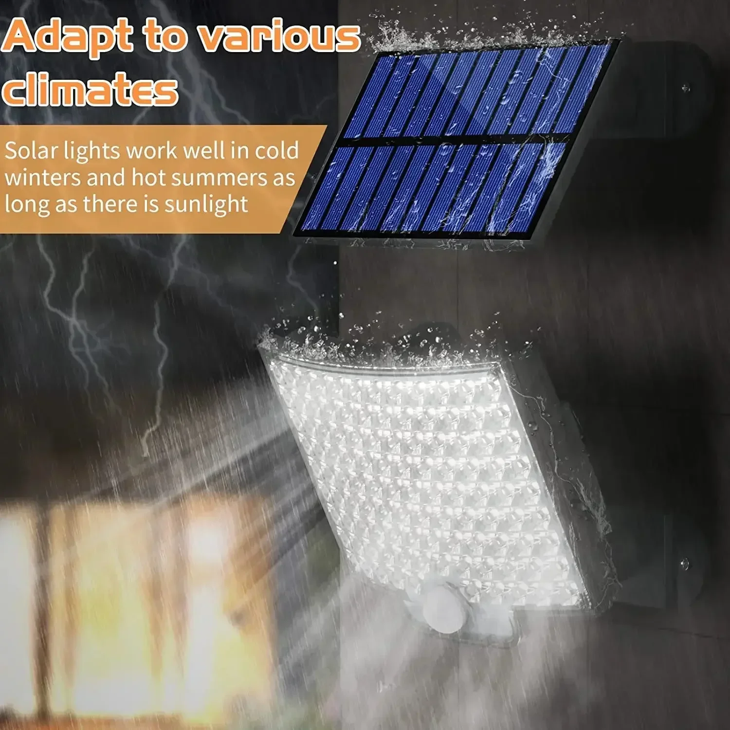 106LED Solar Light Outdoor Waterproof with Motion Sensor Floodlight Remote Control 3 Modes for Patio Garage Backyard