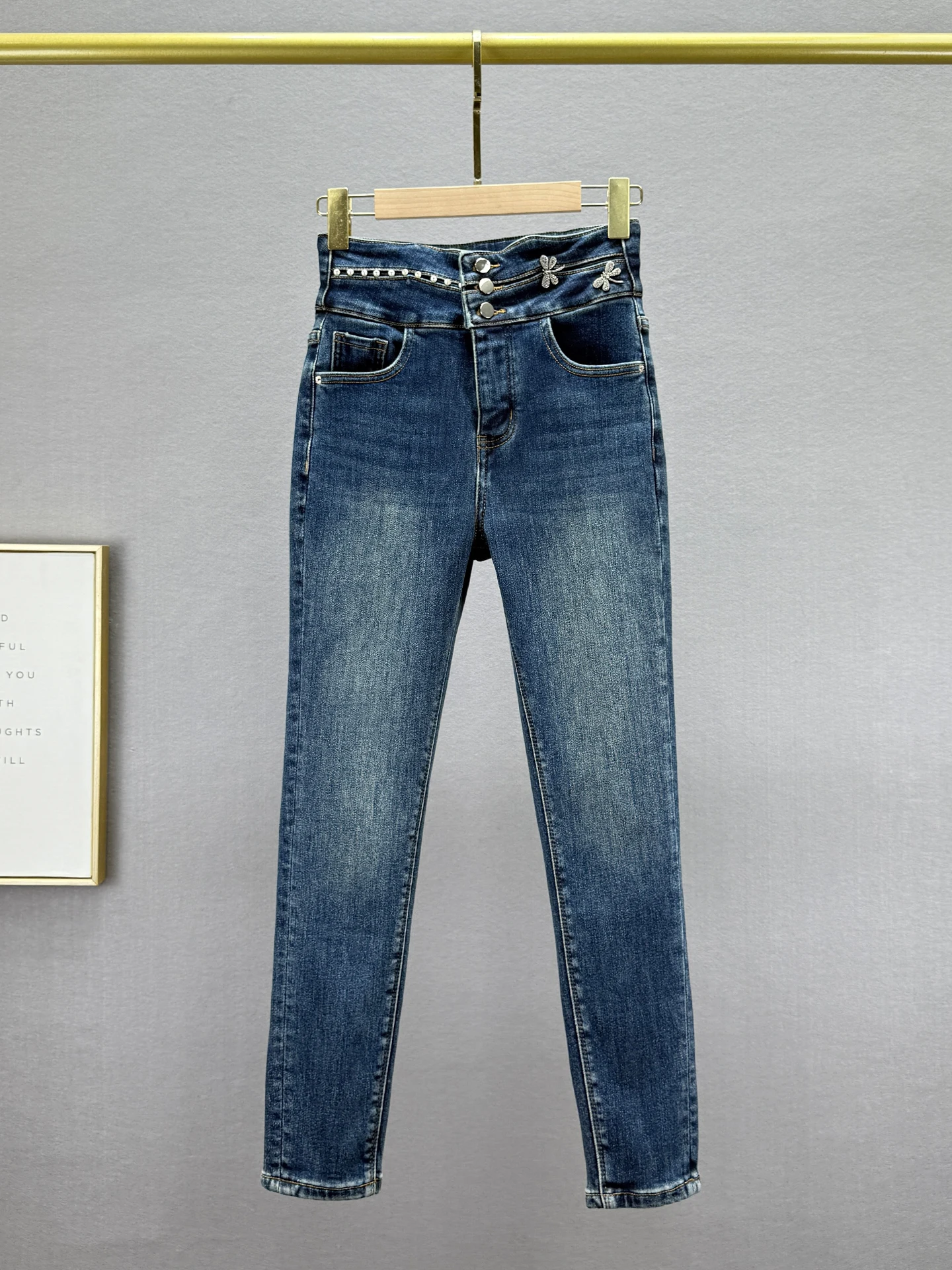 

Women's Fce Lined High Waist Slim Fit Jeans Winter New Sle European Faion Pencil Nine Point Pants Trendy Cotton Stretc...