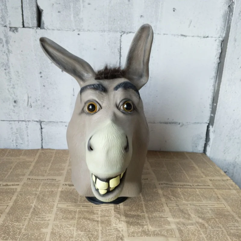 Donkey Mask Poor Mouth Donkey Dance Mask Halloween Horror Play Funny Horse Head Drama Performance Animal Head Cover