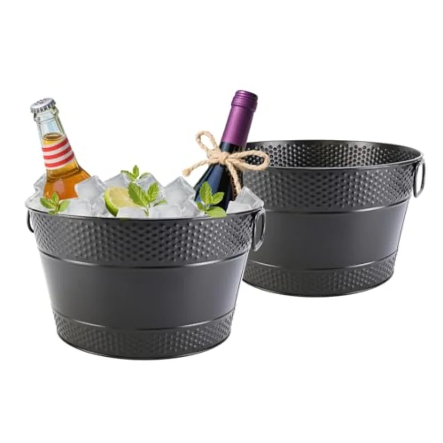 

Металлические оцинкованные ведра для напитков (2 шт.), большие охладители для вина, пива, шампанского, коктейлей для кейтеринга и баров