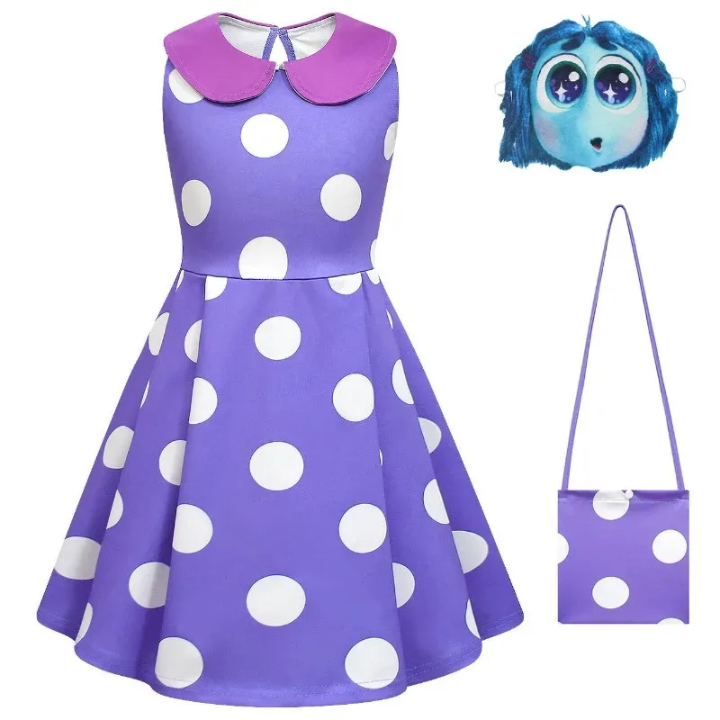 Vestido de Cosplay Envy para niños, película de dibujos animados en el interior, disfraz de juego de rol para niños, pelucas, trajes, traje de fiesta de Carnaval y Halloween