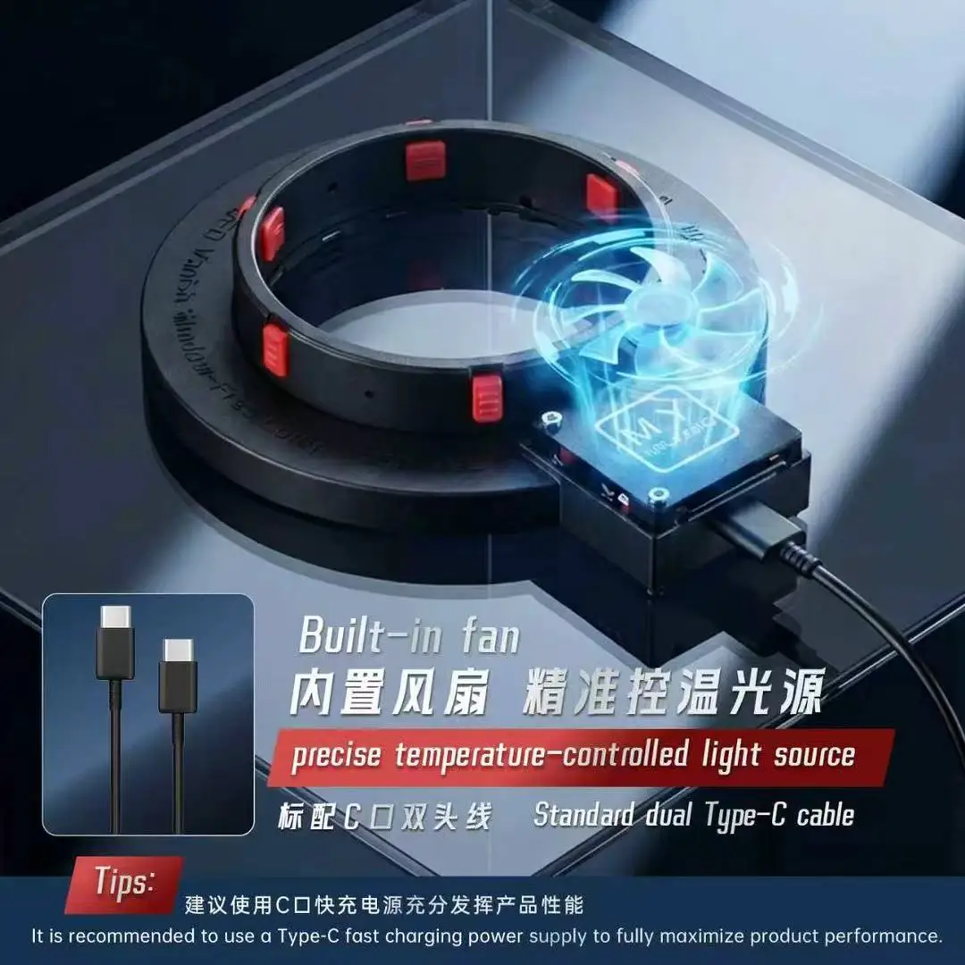 ヤン氏-my-f01-顕微鏡用無影灯-280led内蔵冷却ファン-タイプc急速充電対応-スマホpcbはんだ付けワークステーション用