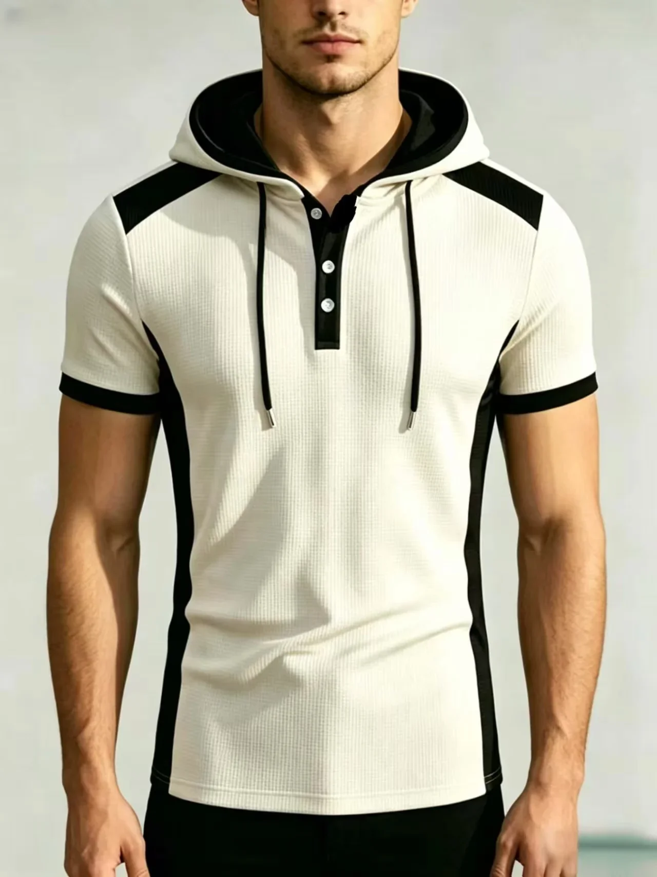Summer New Sports Fashion Casual Men's Short Sleeved T-shirt Men's Trendy Brand High-end Hooded Top