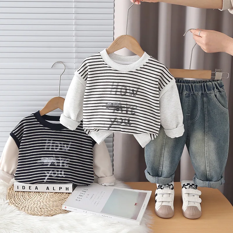 

Boys Clothes Sets Spring Autumn 2026 Children Sweatshirts Denim Pants 2pcs Fashion Suit For Baby Tracksuits Kids Outfits Toddler