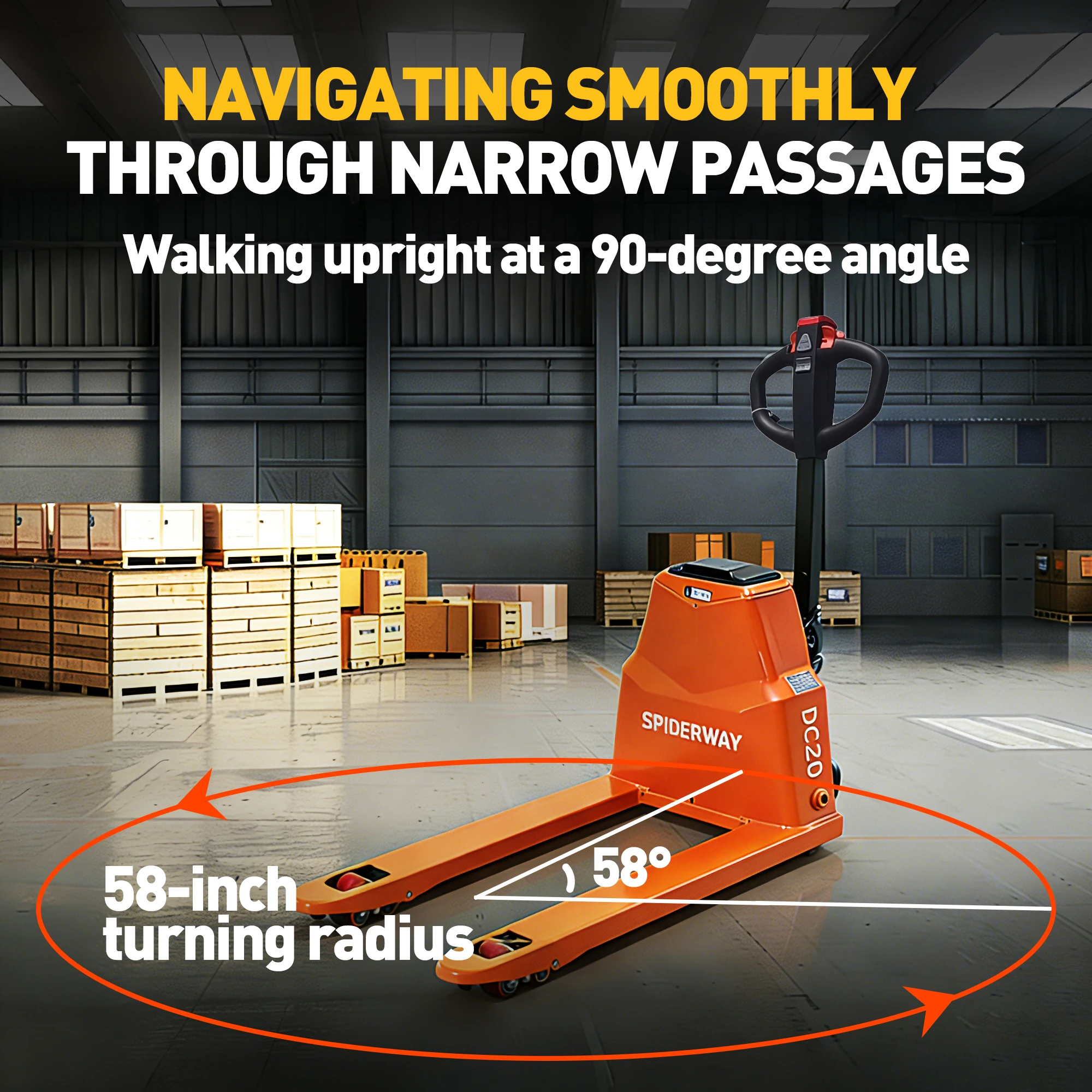 Orange Electric Pallet Jack with Extra Lithium Battery, 4400 lbs Capacity Motorized Pallet Truck, 48