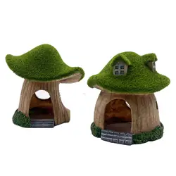 Aquarium Mushroom House Resin Mushroom Cottage for Desktop Goldfish Table