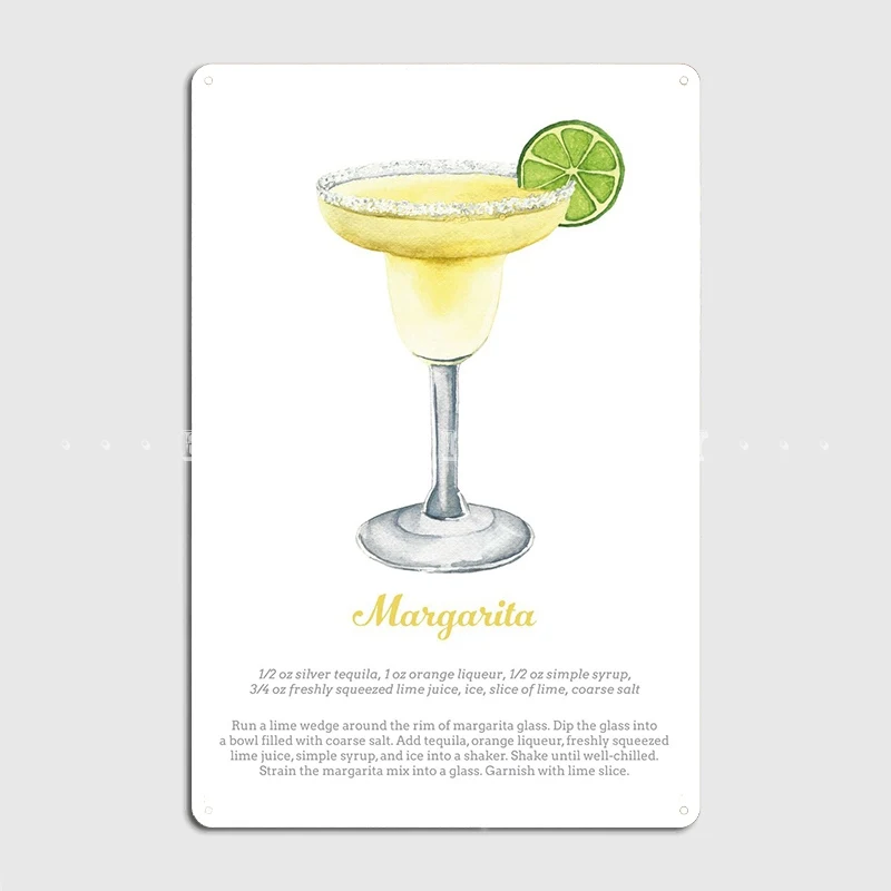 Margarita Recipe Metal Sign Cinema Living Room Cave Pub Design Wall Plaque Tin Sign Posters