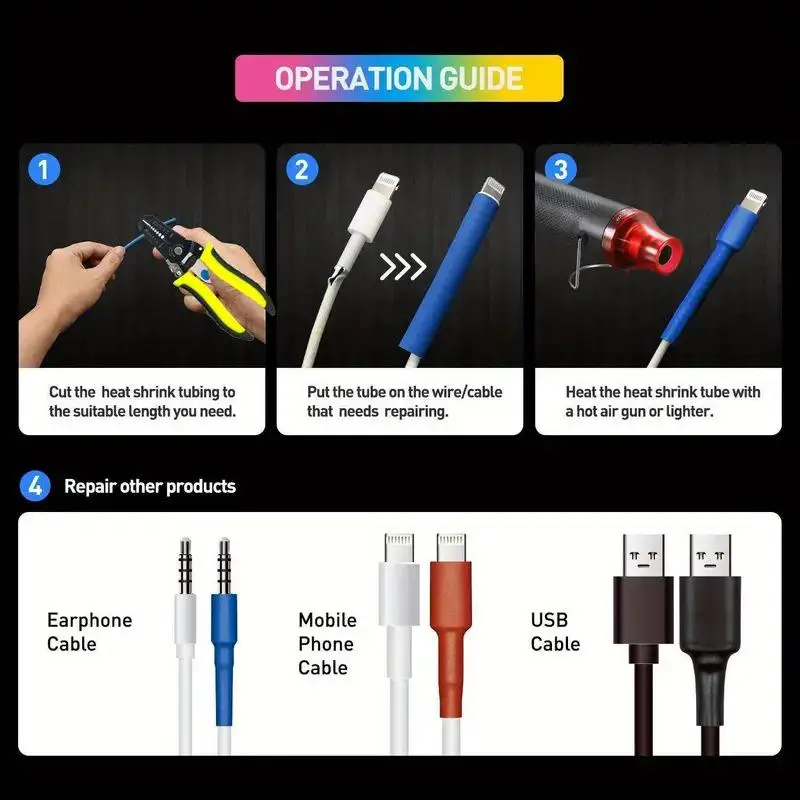 Heat Shrink Tubing Set Thermoresistant Insulation Sleeve for Student Electronic Project DIY Wire Wrapping