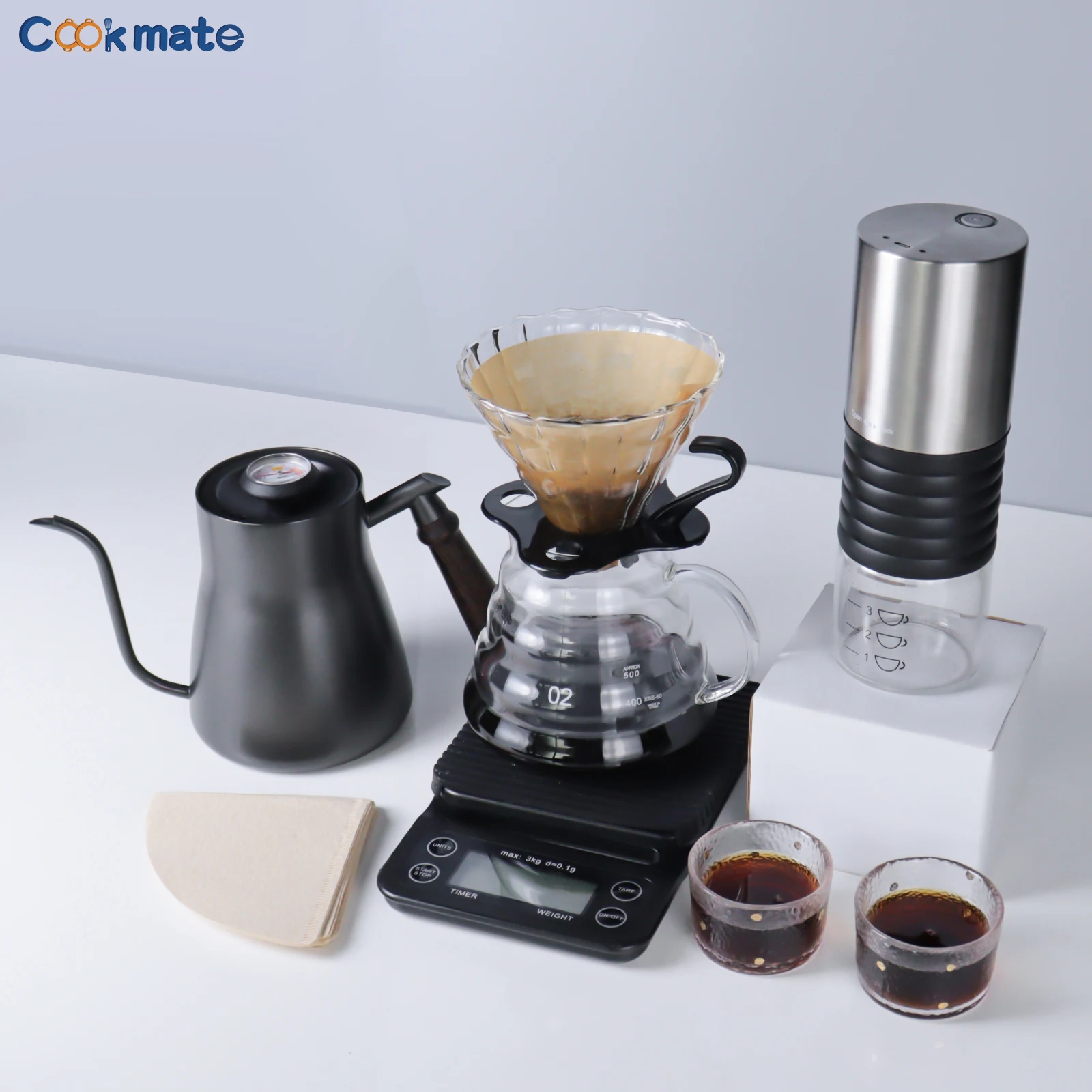 Portable New Design All in One Luggage Coffee Maker Set  with Automatic Grinder Coffee Kettle Server and Dripper Outdoor Camping