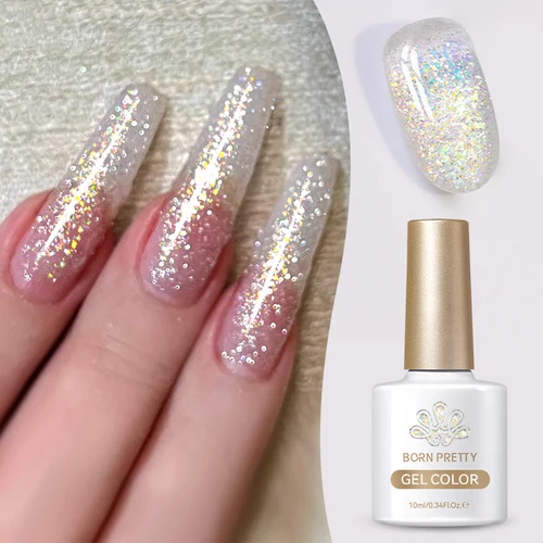 Imagen 2 del producto BORN PRETTY 10ml Esmalte de uñas en gel con purpurina reflectante Cromo Lasers Glitter Shine Lentejuelas Soak Off UV Gel Nail Art Barniz