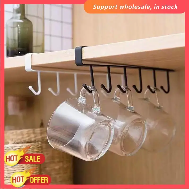 RISE-Shelf Cup Holder Cup Hook, Under Cabinet Storage Rack Space Saving Coffee Cup Holder