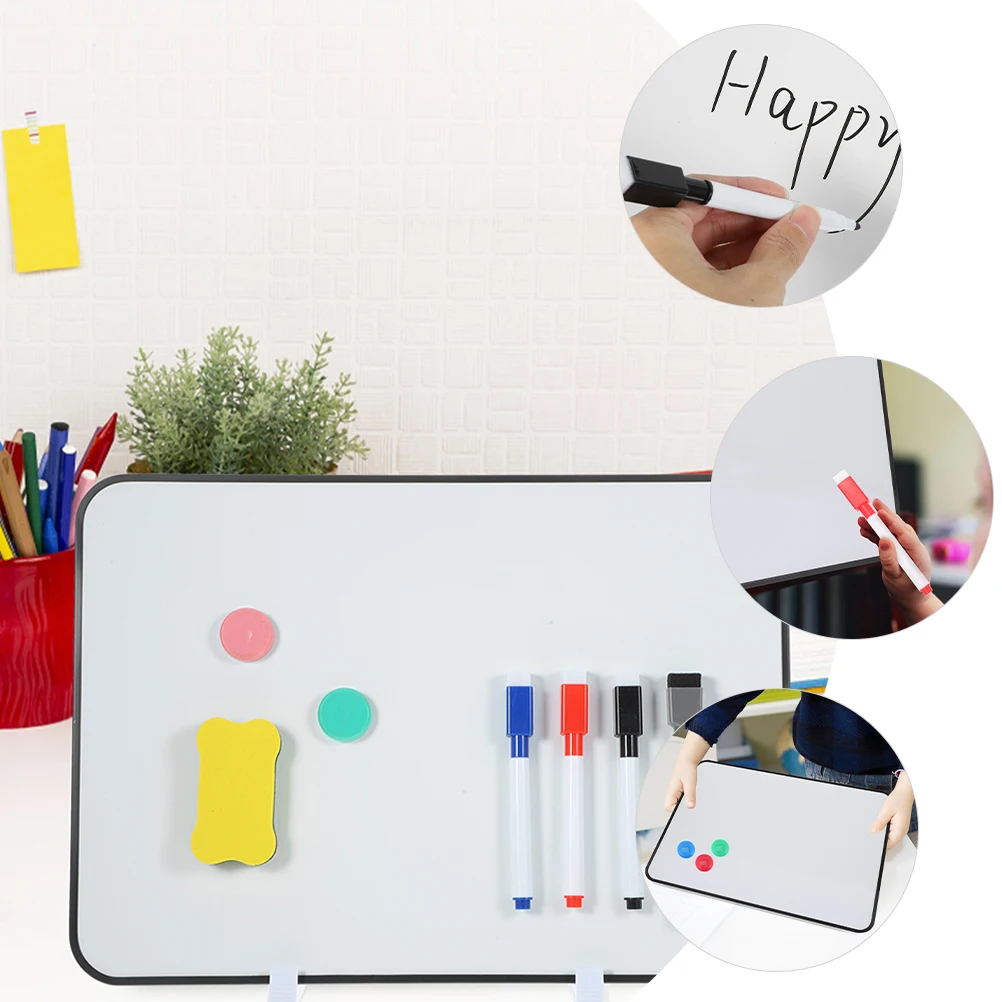 1 set A4 Black Whiteboard Office Kids Writing Drawing Board Dry Erase Portable Desktop Small Marker Included Scratch Resistant