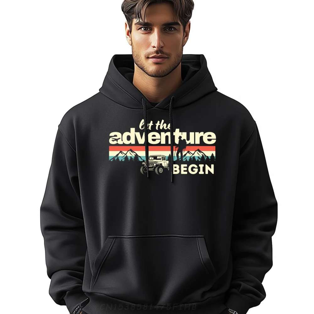 

Let The Adventure Begin Airplane Travel Mode Vacation Retro Mens Clothing Plus Size Tops Man Sweatshirts