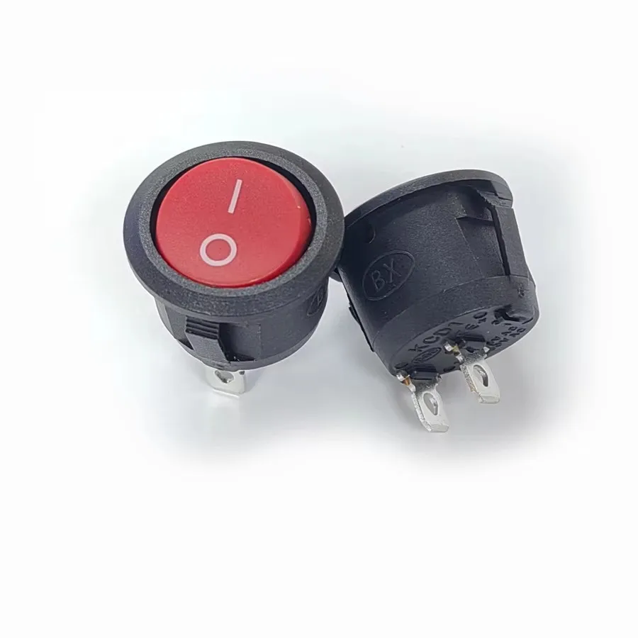 20PCS/Lot Round Rocker Boat Switch 2Pin 2P 2 Position 6A/250V Red/Black/White 20mm