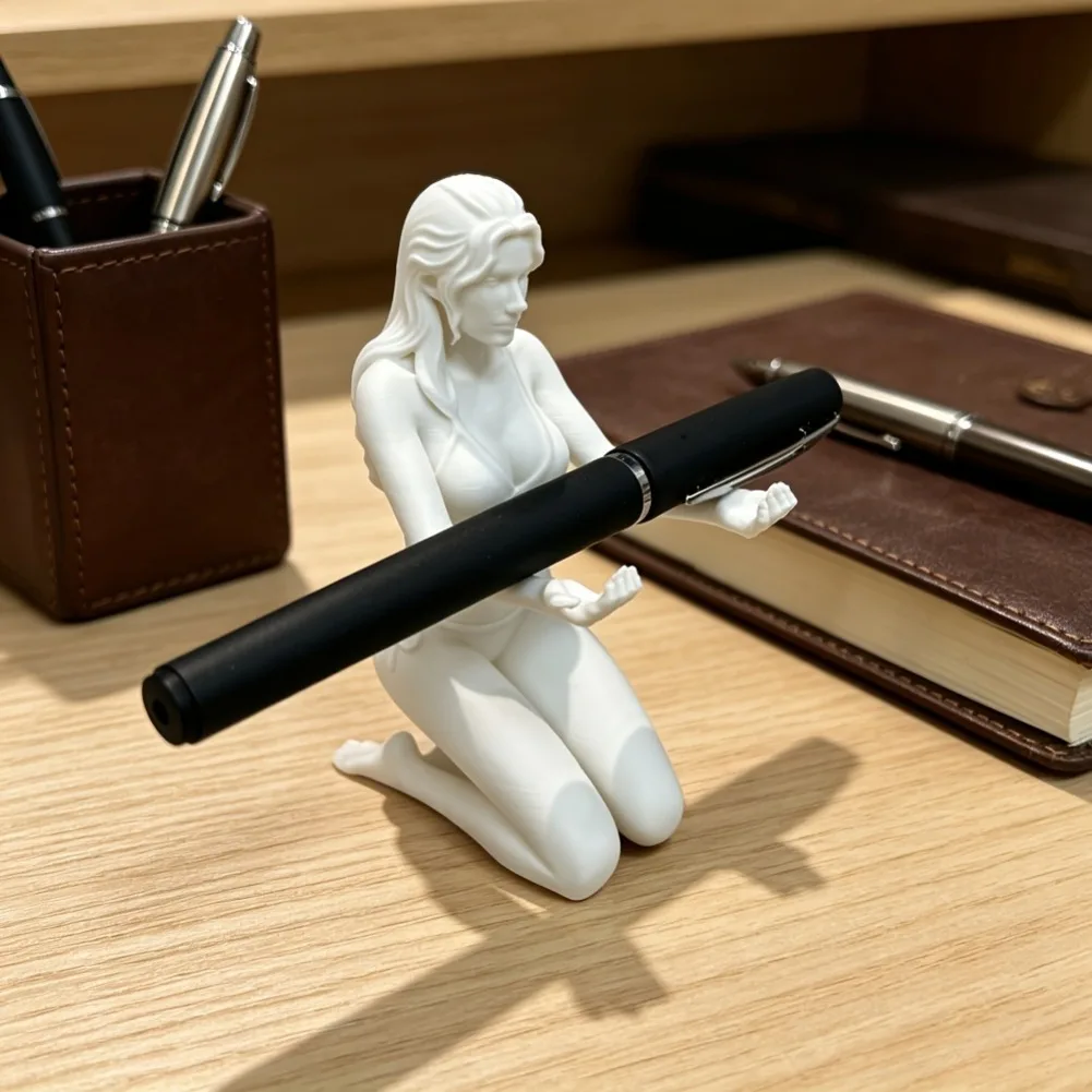 Sexy Bikini Girl Pen Holder Funny Desk Kneeling Women Figurine Pencil Rack Office Creative Stationery Organizer Ornament Gift
