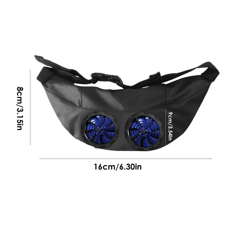 Fanny Pack com dupla ventoinhas, portátil, alimentado por USB, ventilador de cintura, impermeável, ajustável, verão, esportes, trabalho ao ar livre