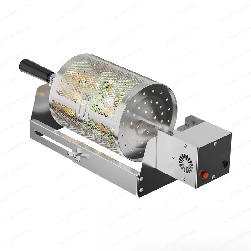 360° Automatically Rotate BBQ Rolling Barbecue Cage Stainless Steel Smoked Round Grill Basket for Grilled Chicken Rotisserie