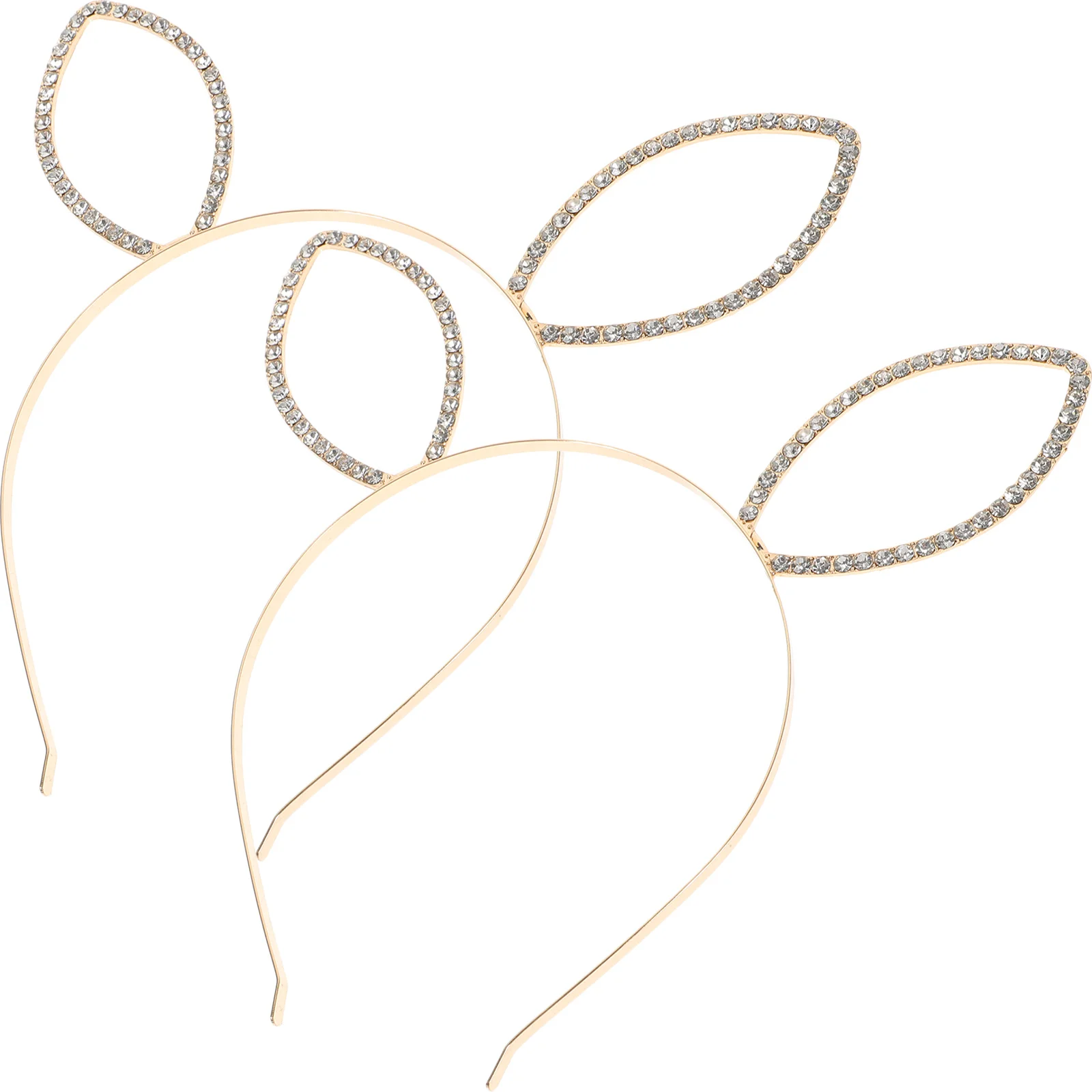 

2Pcs Metal Rabbit Ear Headband Rhinestone Party Halloween Headbands for Women Lightweight Cosplay Accessories Ears Headband