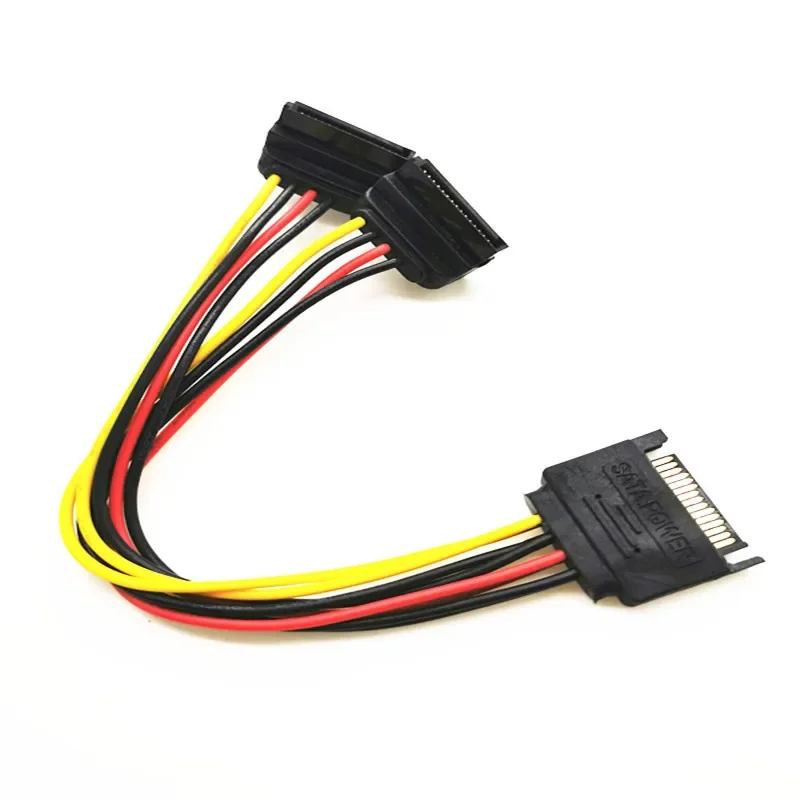 Hard Disk Power 15Pin SATA Male To 2 Female 15Pin Power HDD Splitter High Quality Y 1 To 2 Extension Cable 20CM