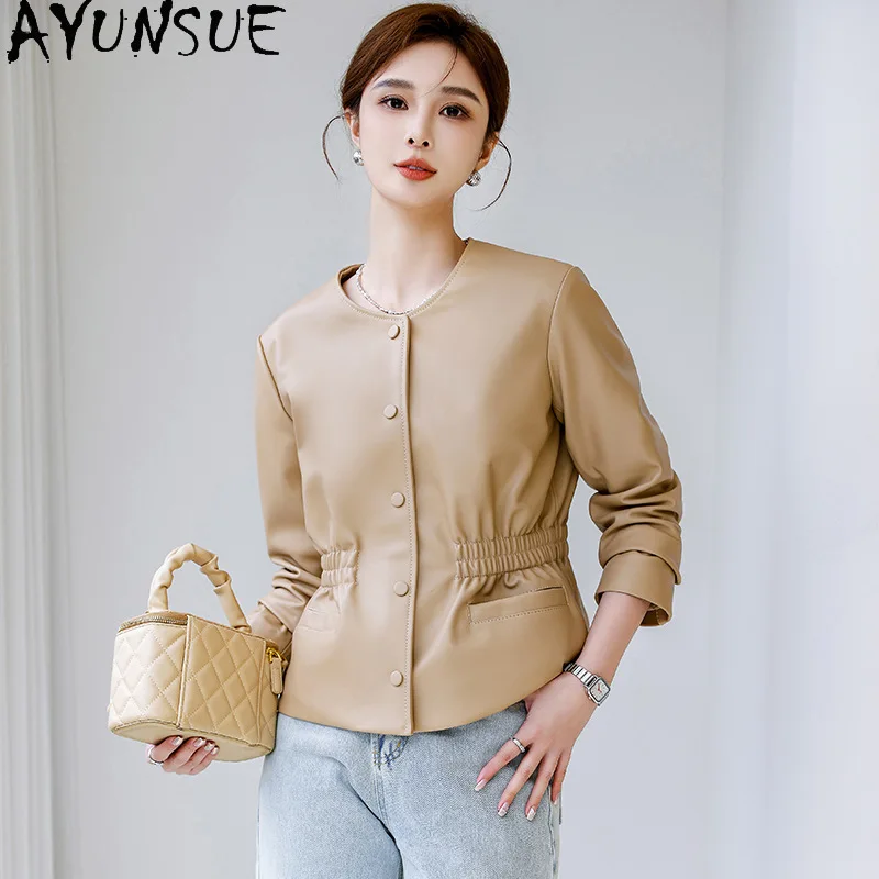AYUNSUE Real Leather Jacket Woman Genuine Sheepskin Coat Short Womens Coats Fashions Slim Fit Autumn Clothes Casaco Feminino