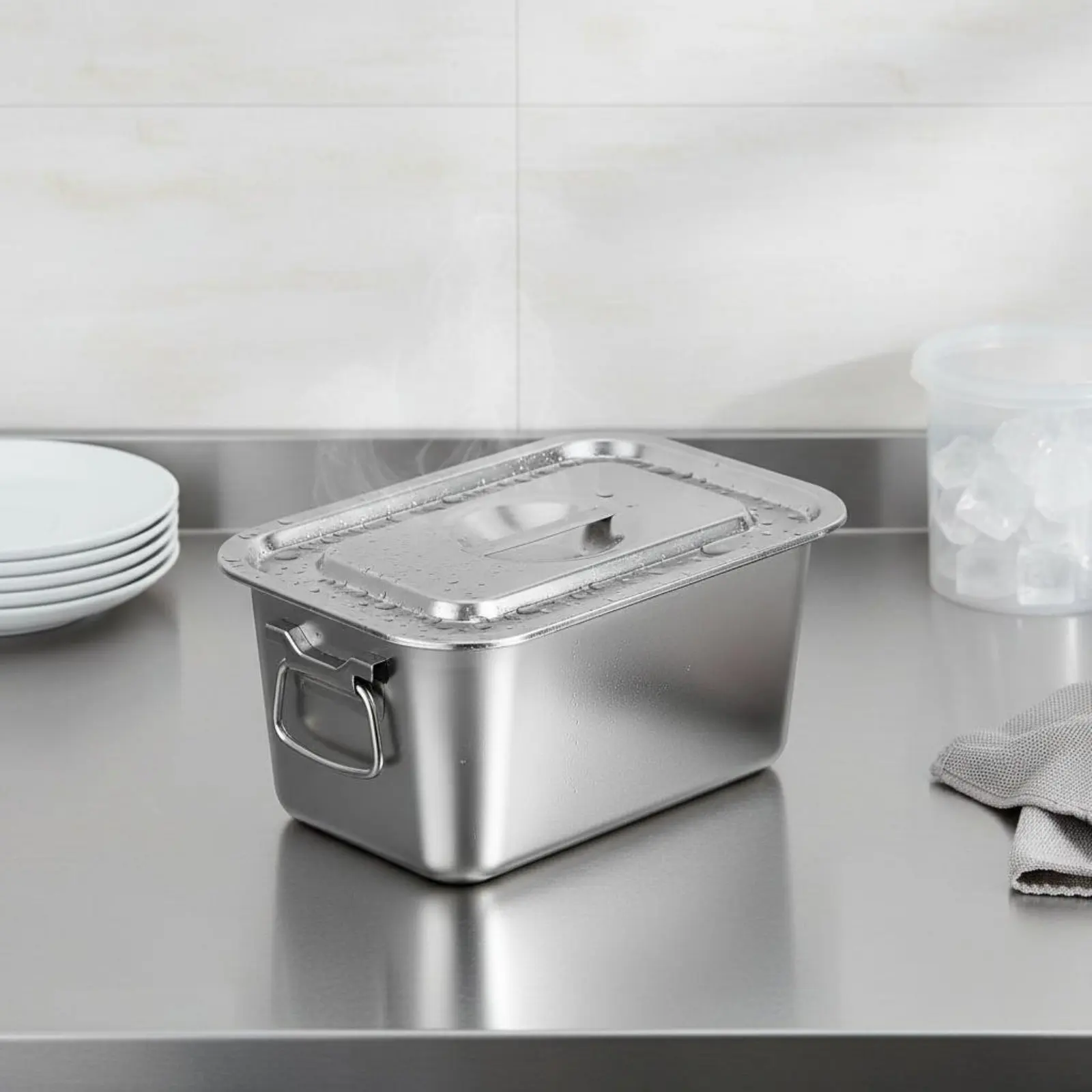 Stainless Steel Ice Tub Multi-Use Square Ice Tub Metal Beverage Tub Sturdy Household Container Easy to Clean for Bar