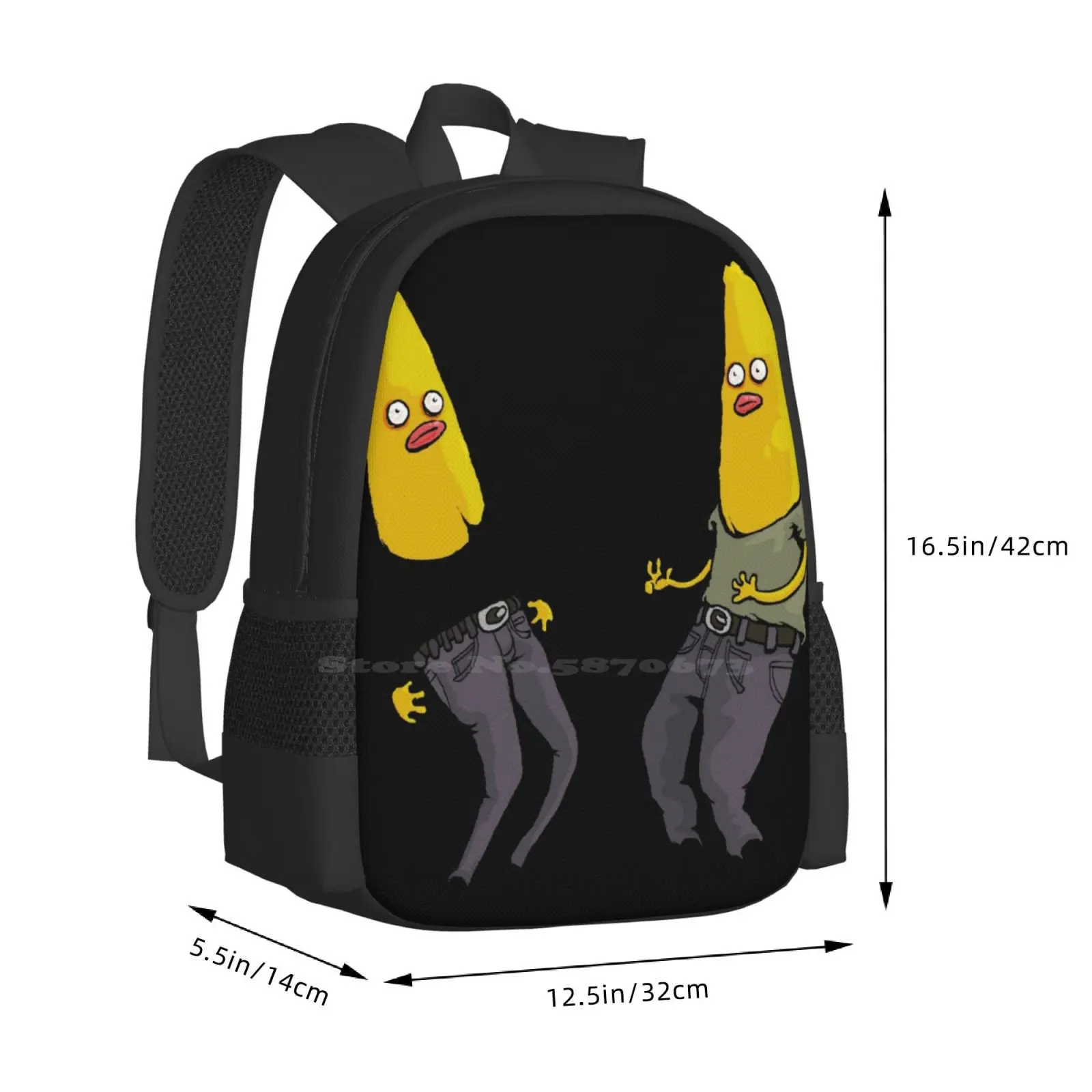 الموز في الملابس العادية حقيبة مدرسية سعة كبيرة على ظهره كمبيوتر محمول مواء سخيف الموز لطيف #3